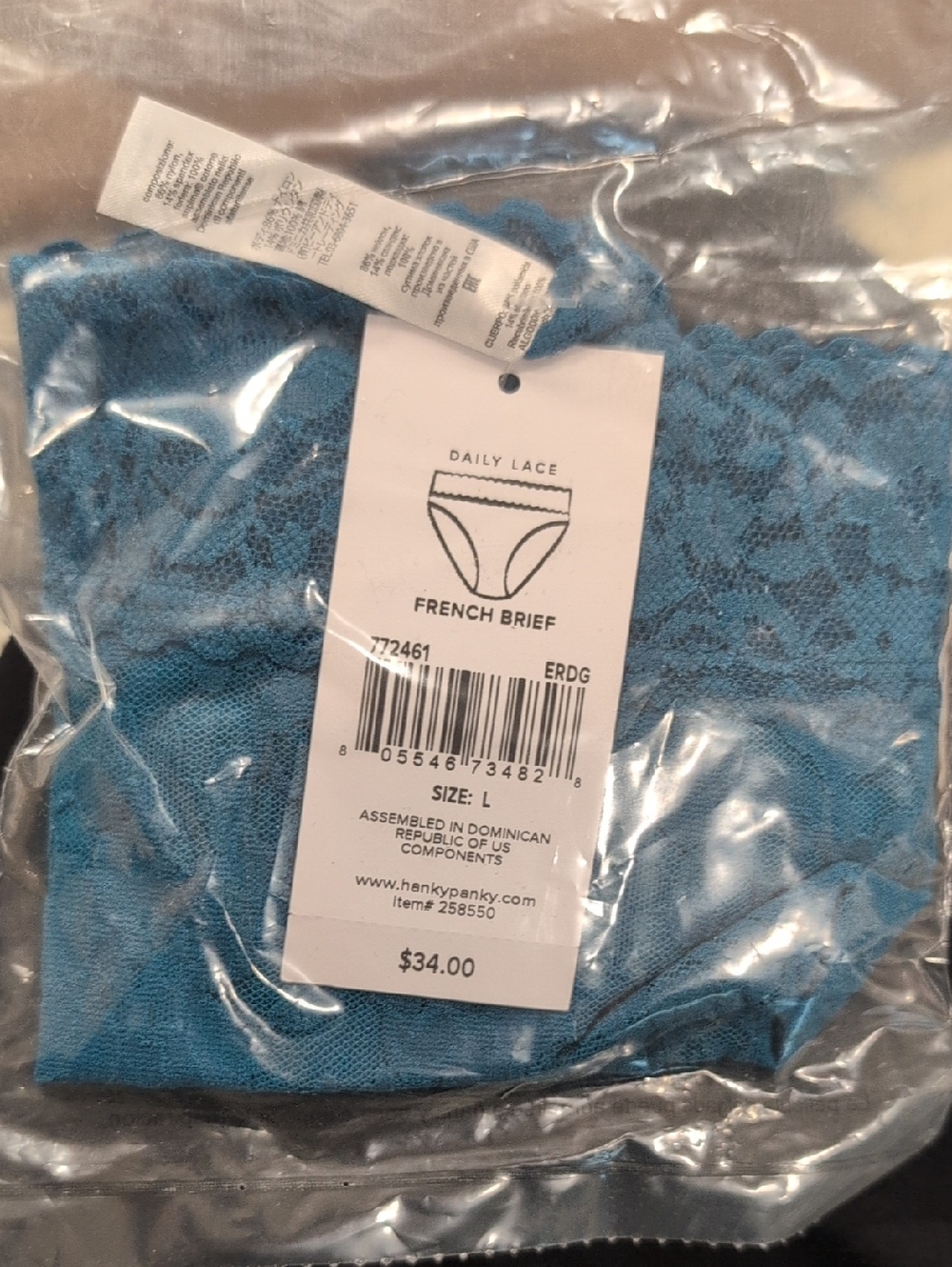 Hanky Panky Teal Lace French Brief